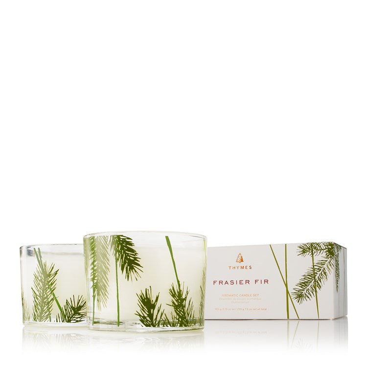 FRASIER FIR POURED CANDLE SET PINE NEEDLE DESIGN