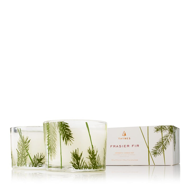 FRASIER FIR POURED CANDLE SET PINE NEEDLE DESIGN