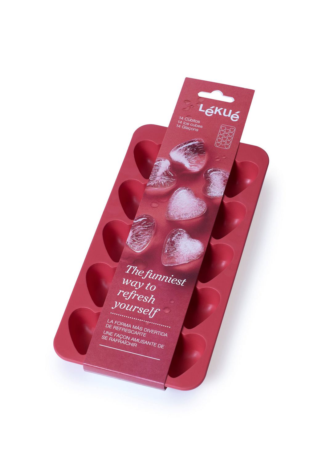 Lékué Slim Heart Shaped Ice Cube Tray (bac à glaçons en forme de cœur)