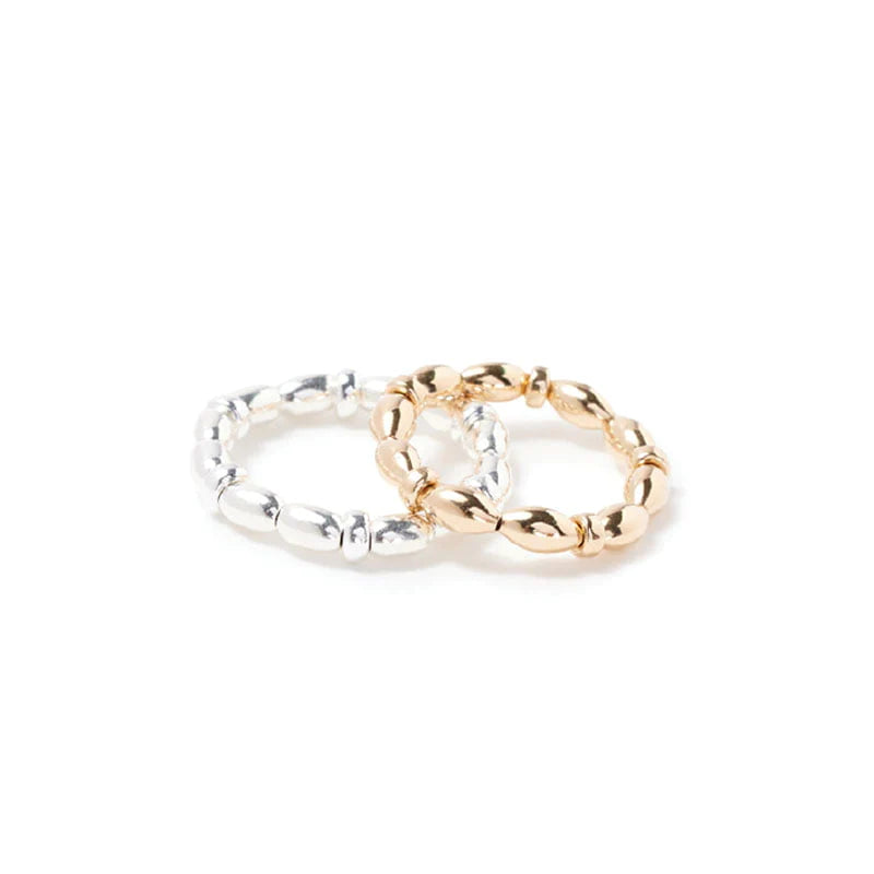 Beblue Rice Bead Elastic Ring Gold