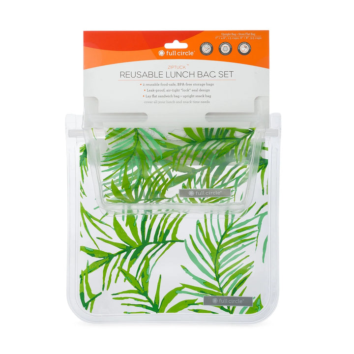 FULL CIRCLE ZIPTUCK LUNCH BAG SET - PALM TREE