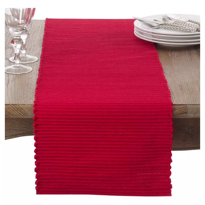 Red Solid Rib Table Runner