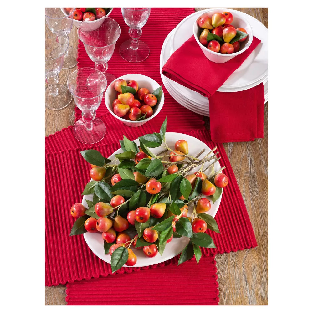 Red Solid Rib Table Runner