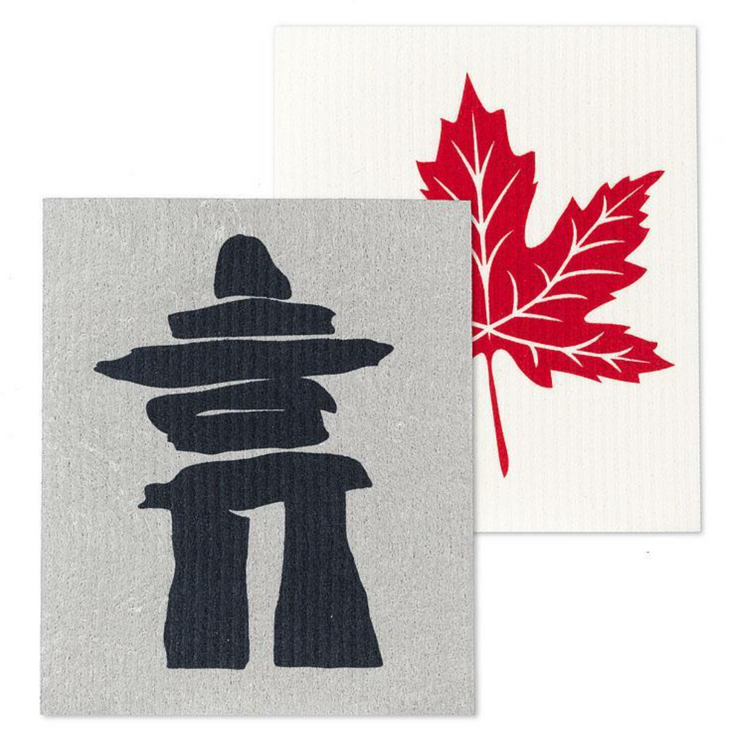 ABBOTT SET OF 2 INUKSHUK AND MAPLE LEAF DISHCLOTHS