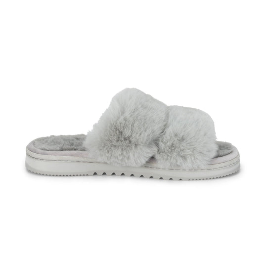 Lemon Loungewear All Day Faux Fur Slide Slipper Grey L/XL