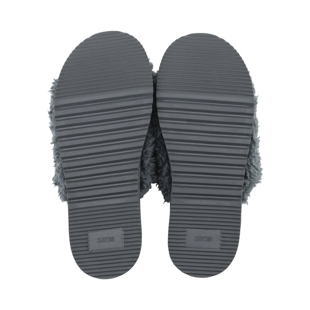 Lemon Loungewear Anywhere Berber Slide Slippers Charcoal