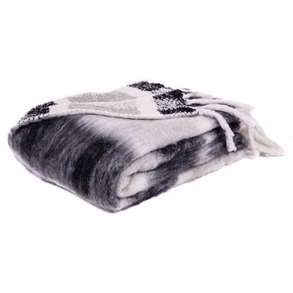 MARGOT CREAM AND BLACK MOHAIR THROW