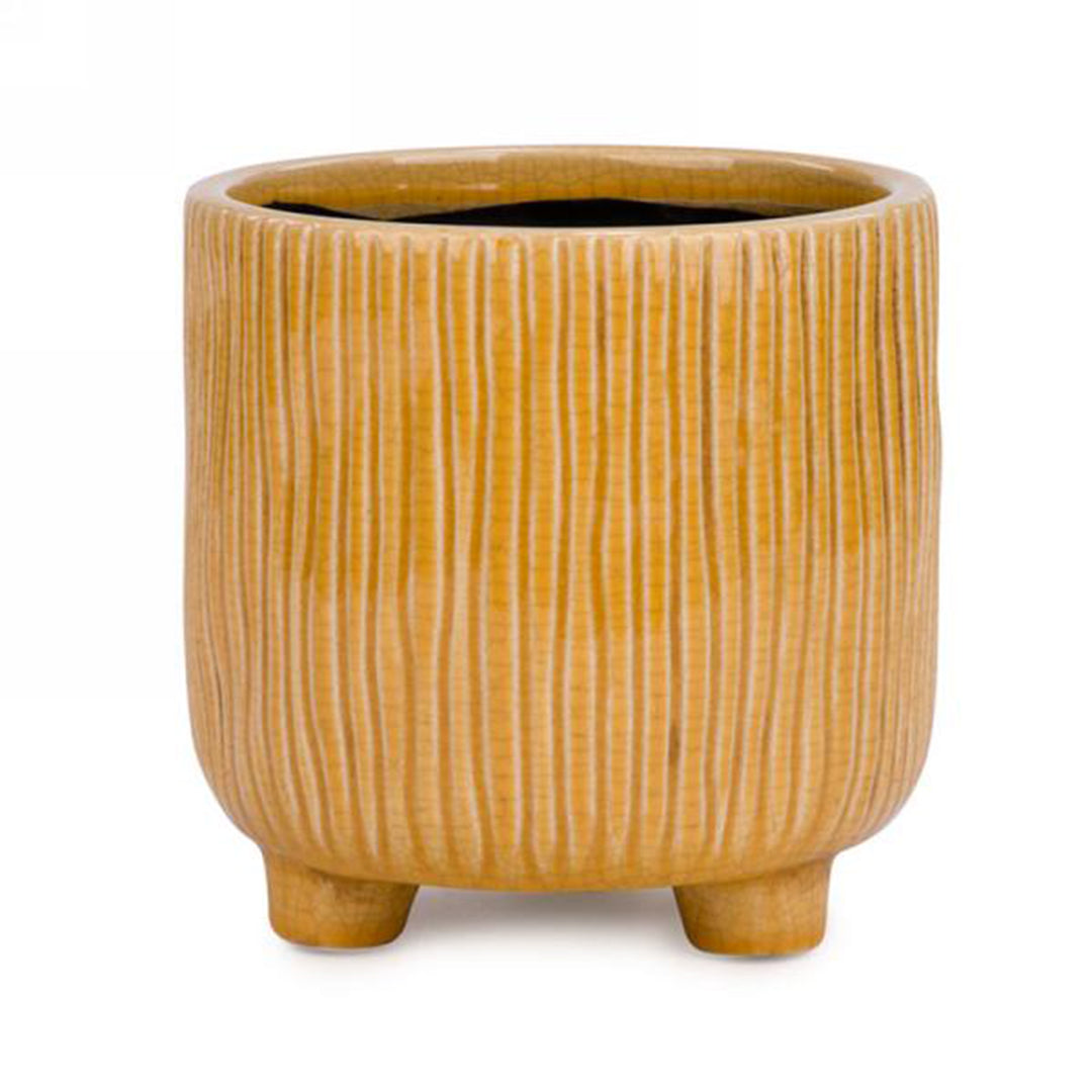 Pot on foot mustard yellow 6.5"