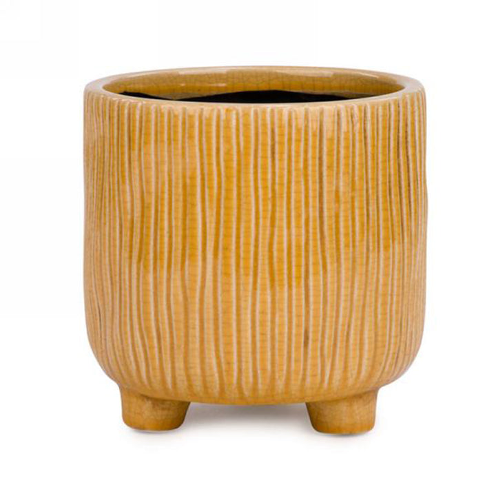 Pot on foot mustard yellow 6.5"