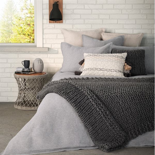 SUITE GREY QUILTED COTTON DUVET COVER QUEEN