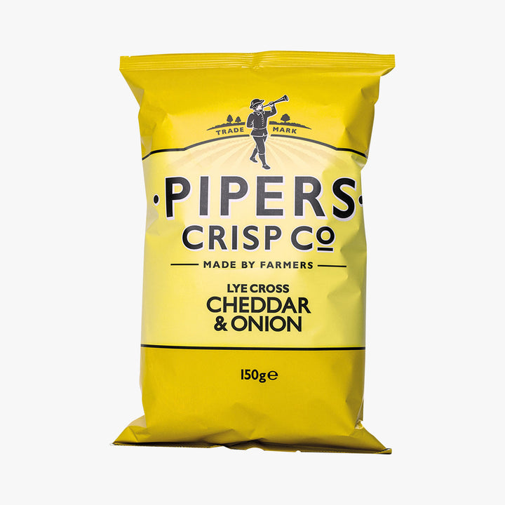 PIPERS CRISP LYE CROSS CHEDDAR AND ONION CRISPS - 150g