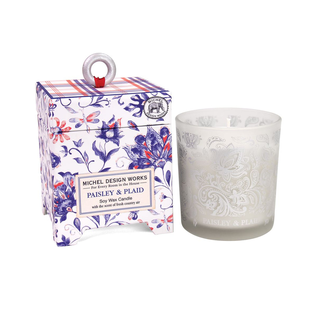 Michel Design Paisley & Plaid Soy Wax Candle 6.5 oz