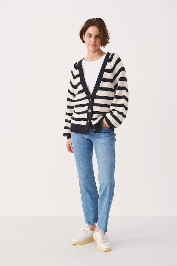 Navy 2025 striped cardigan