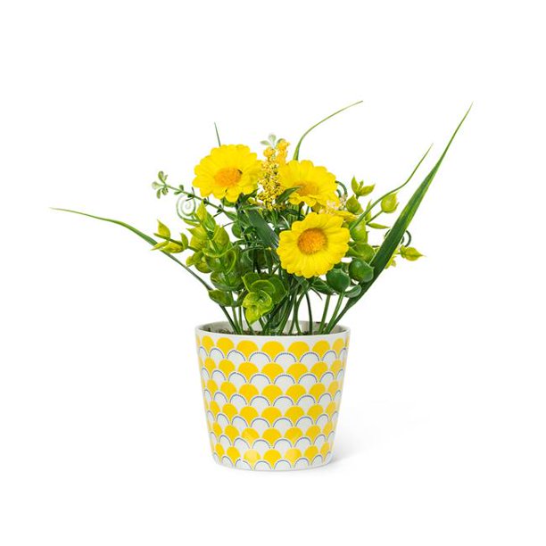 Abbott Yellow Pot Daisies Artificial Flower