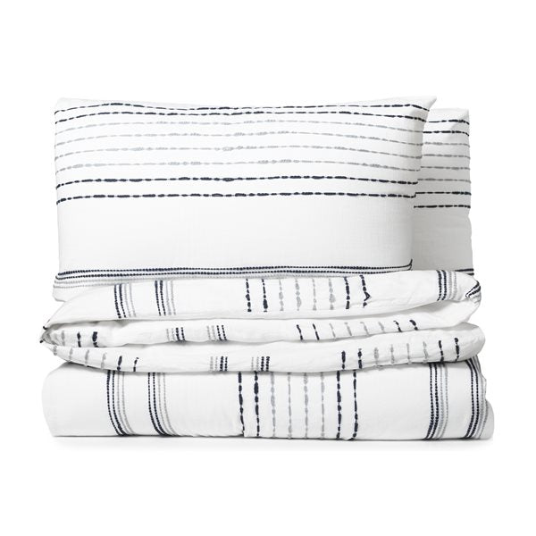 JEREMY WHITE DUVET COVER WITH EMBROIDERY THREAD SET DOUBLE/QUEEN