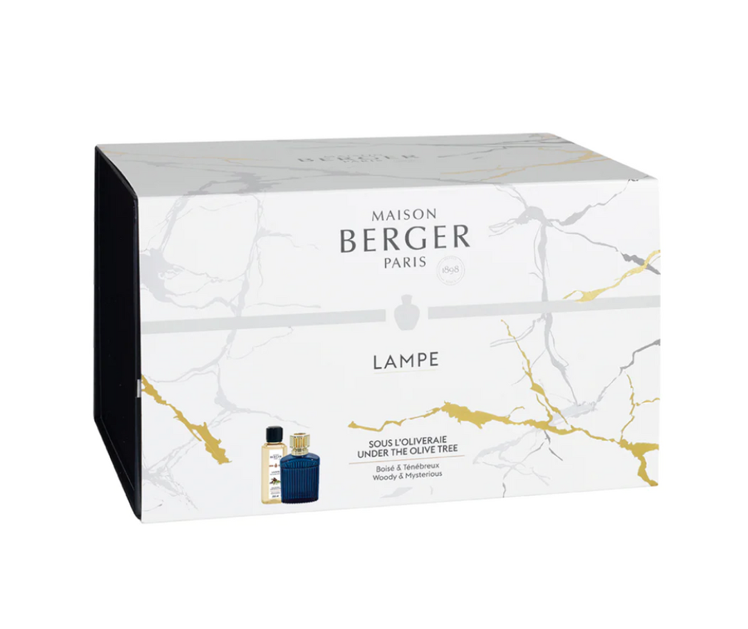 Maison Berger Alpha Imperial Blue Lamp Set with Under the Olive Tree Refill 250ml