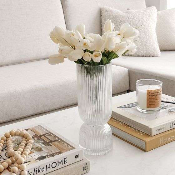 Cascade White Lustre Glass Vase