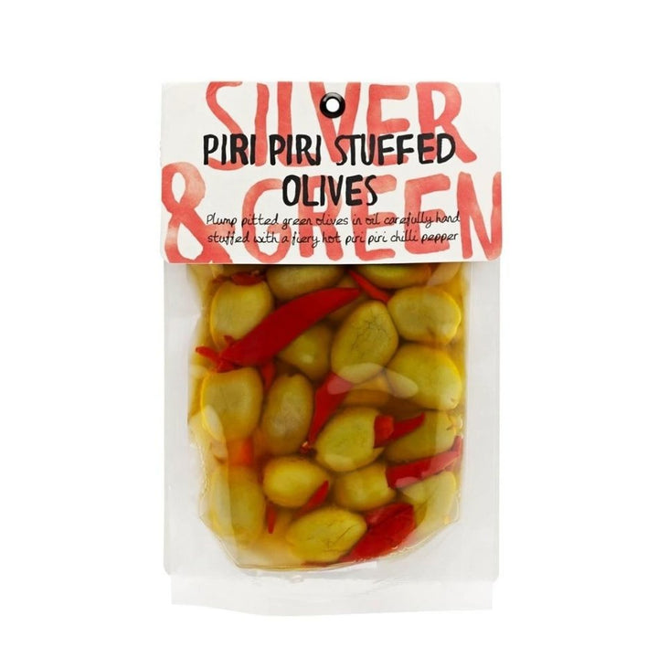 Silver & Green Piri Piri Stuffed Green Olives (Pitted)