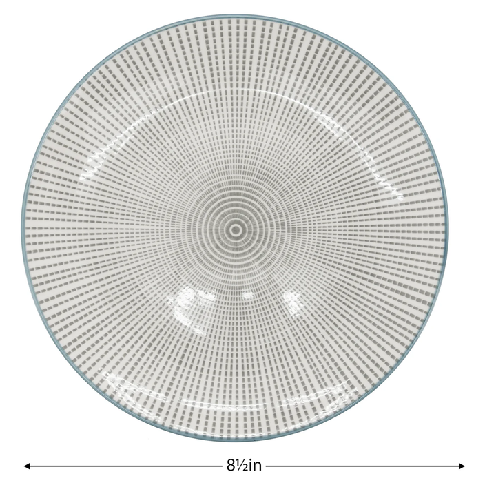 Kiri Porcelain Side Plate - Grey Blue Trim