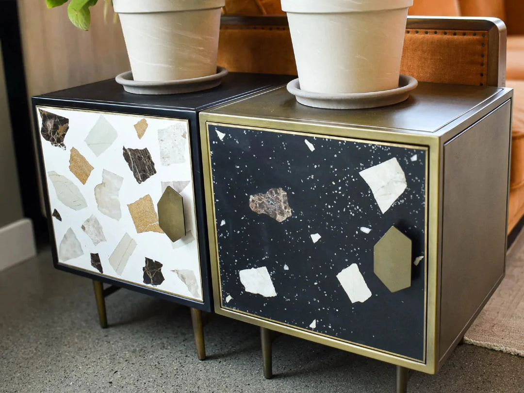Terrazzo Nightstand - White Mosaic