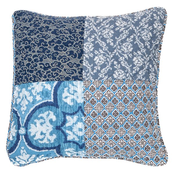 VICTORINE BLUE PATCHWORK CUSHION COVER