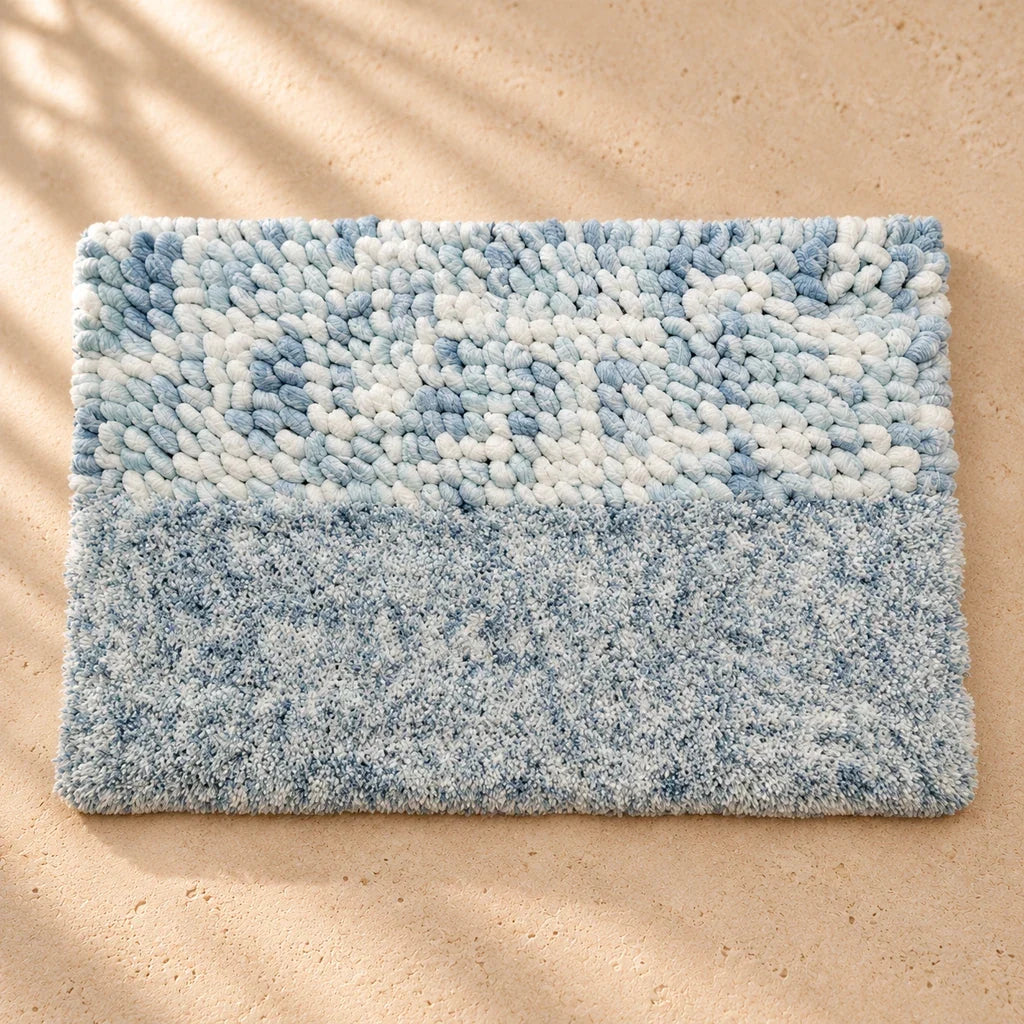G. D’Aoust | Homeware / Bath Mats | POLY-COTTON HANDWOVEN BATH MAT "BLUE-TONAL"