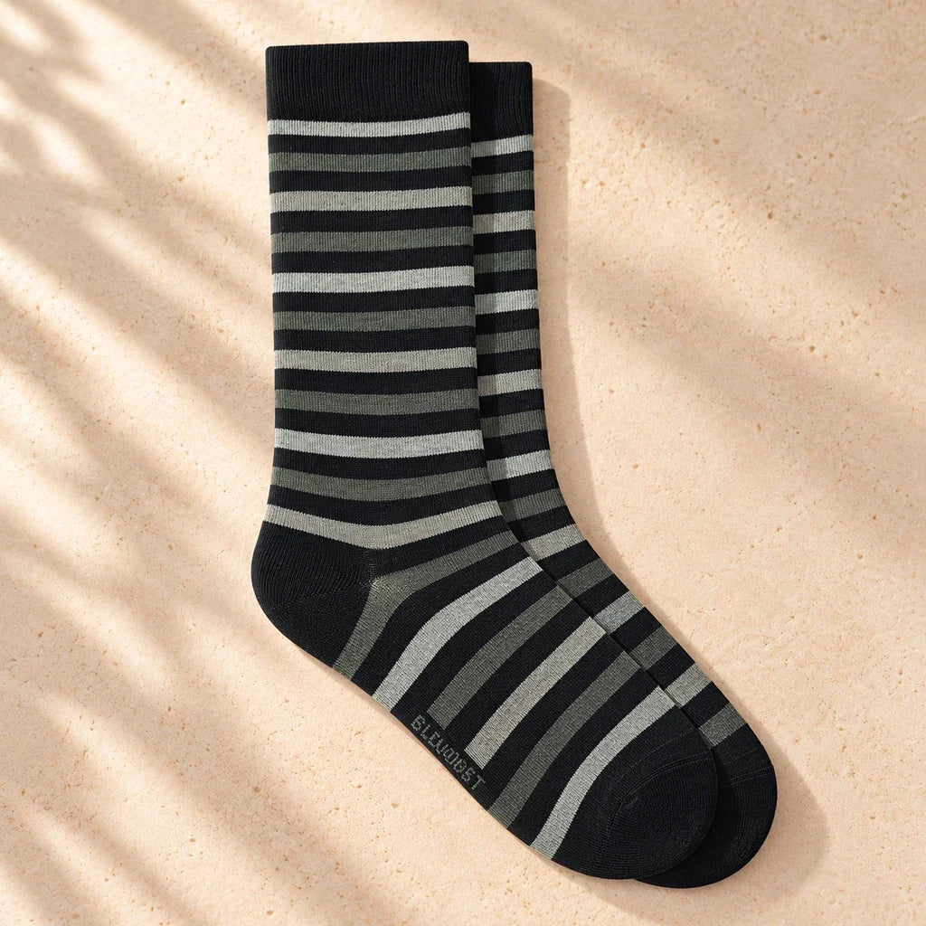 G. D’Aoust | Men / Socks | MULTICOLOUR STRIPED COTTON SOCKS "BLACK/GREY"