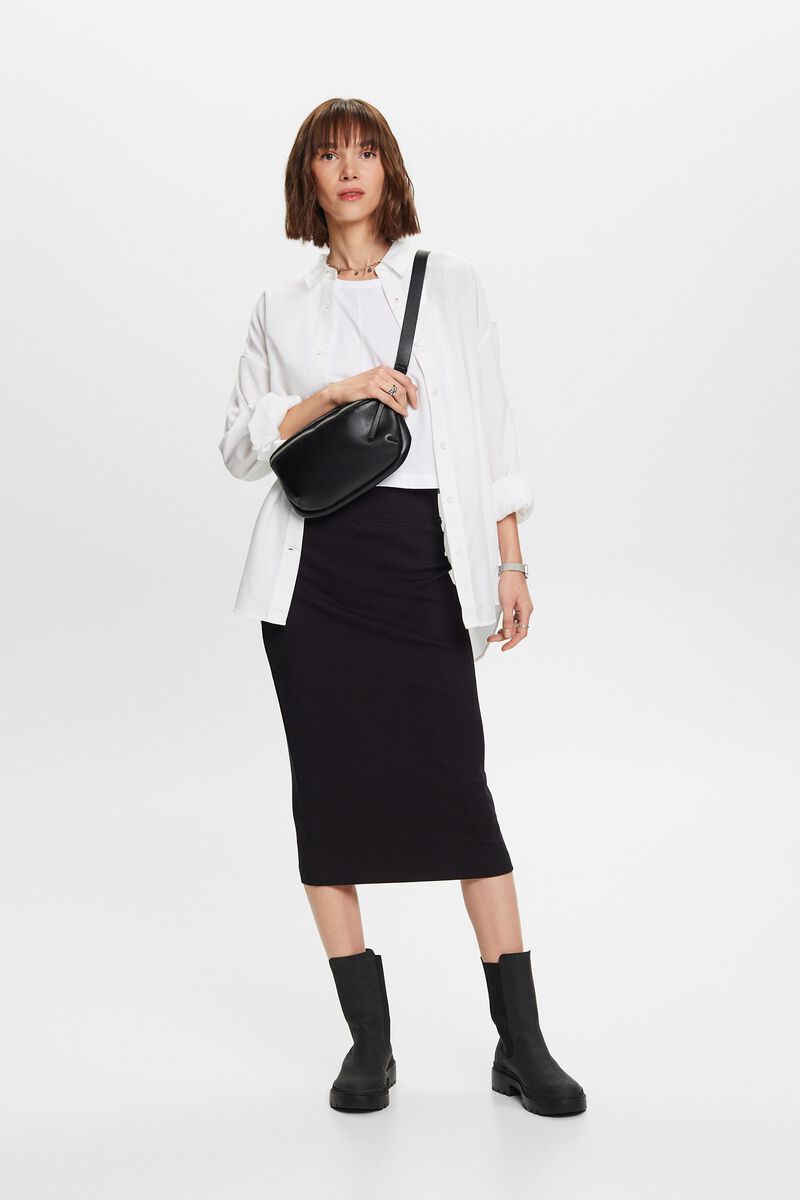 STRETCH COTTON JERSEY MIDI SKIRT