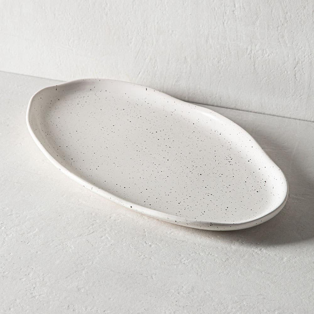 MATTE SESAME GLAZED OVAL PLATTER - ABOUT 15"
