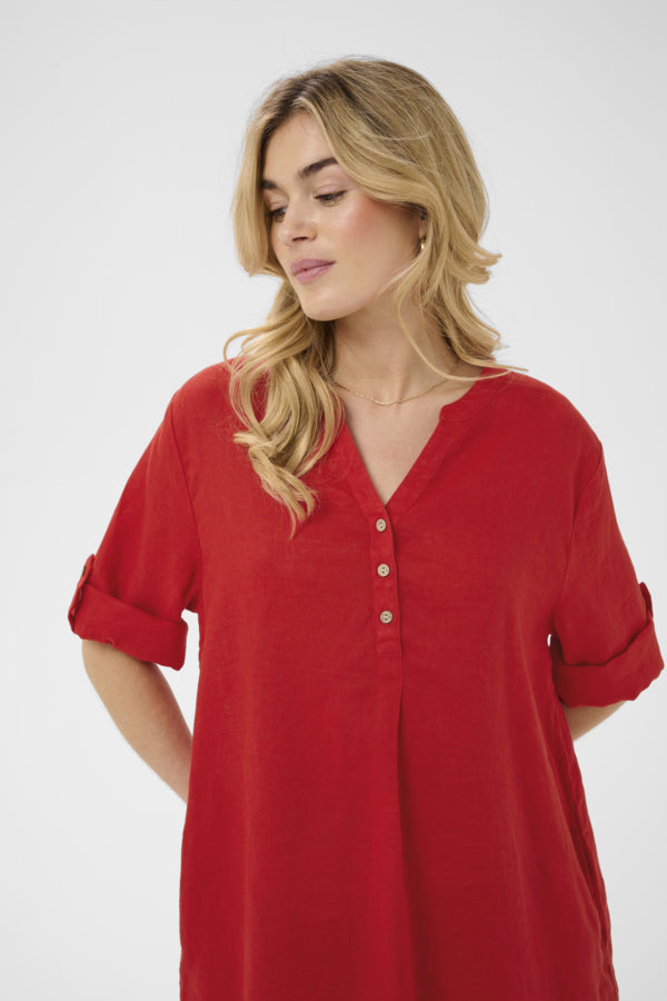 CRBELIS CAFTAN SHORT DRESS "HIGH RISK RED"