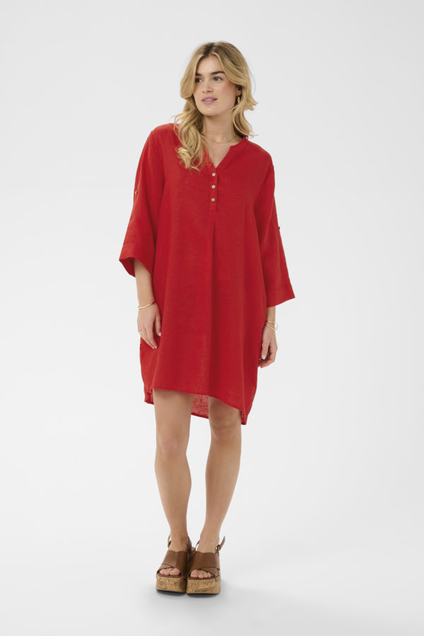 CRBELIS CAFTAN SHORT DRESS "HIGH RISK RED"