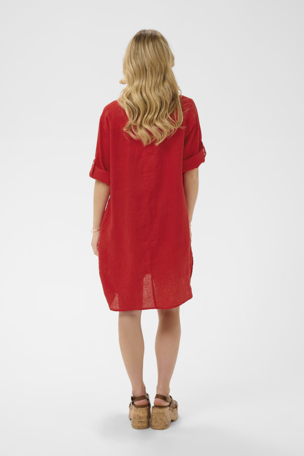 CRBELIS CAFTAN SHORT DRESS "HIGH RISK RED"