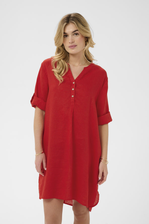 CRBELIS CAFTAN SHORT DRESS "HIGH RISK RED"