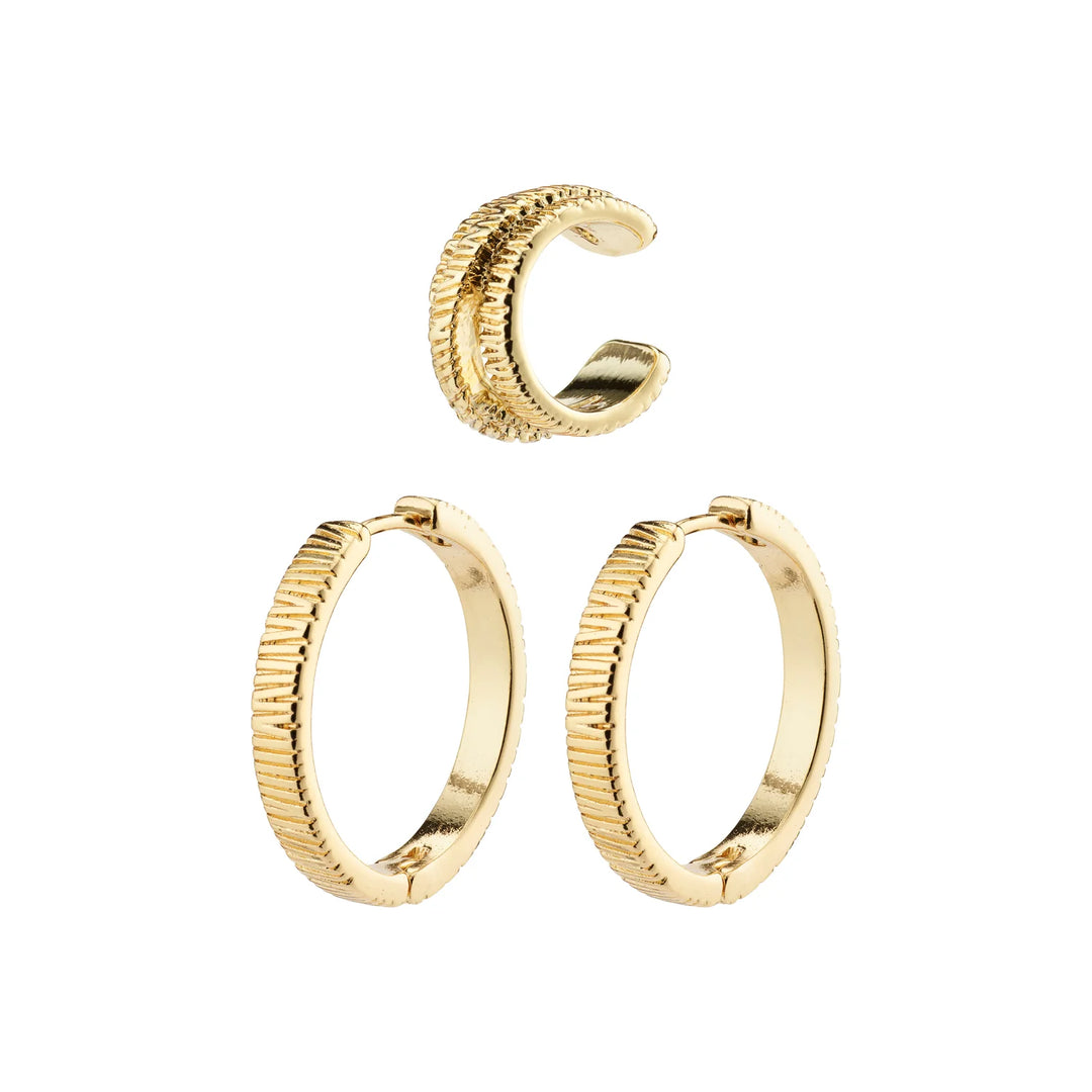 Pilgrim Care Recycled Semi-Hoop & Cuff Earrings Gold Plated