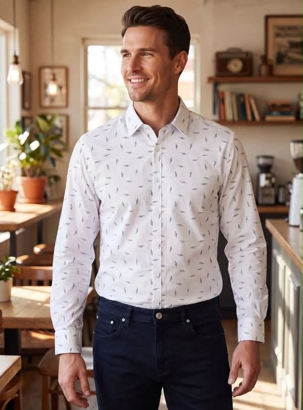 EASY CARE ALL OVER MINIMAL PRINT SHIRT "OPTIC"
