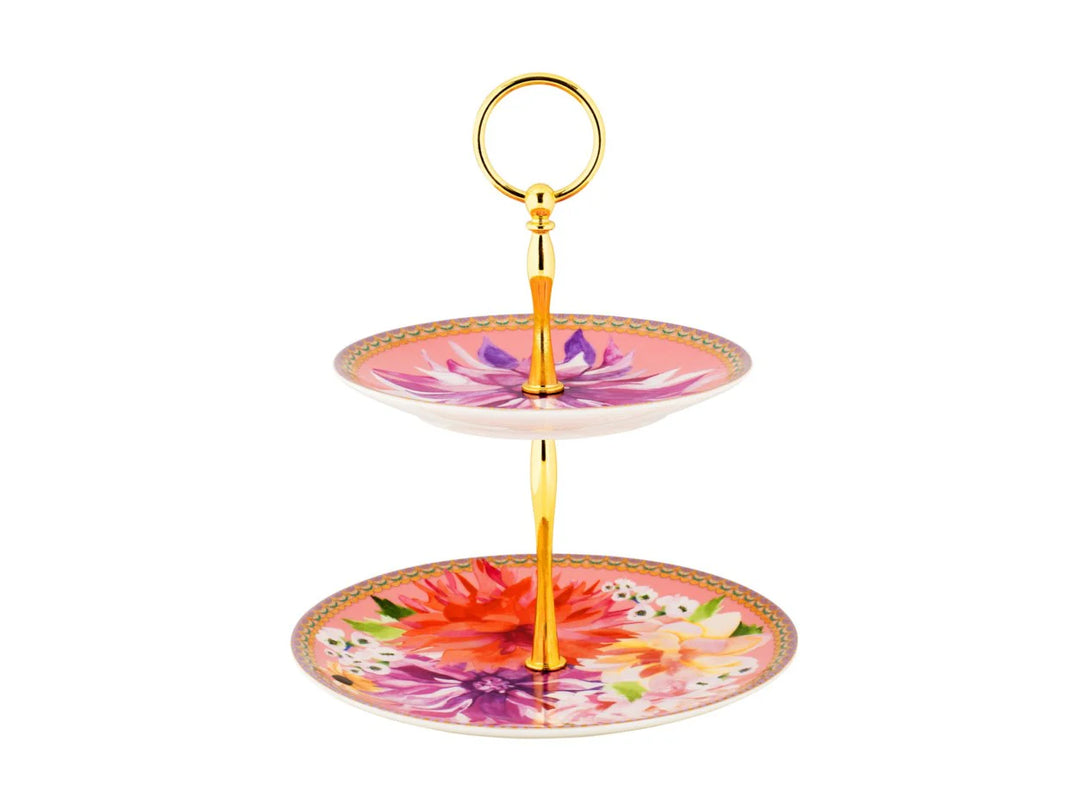 DAHLIA PINK 2-TIER CAKE STAND