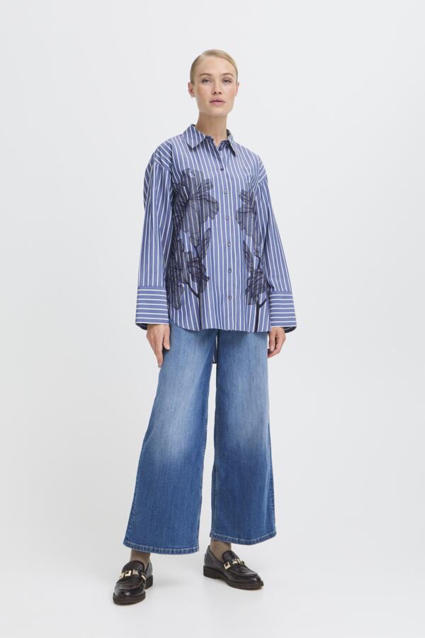 B.YOUNG BYFIRAS FLOWER SHIRT - BLUE QUARTZ MIX