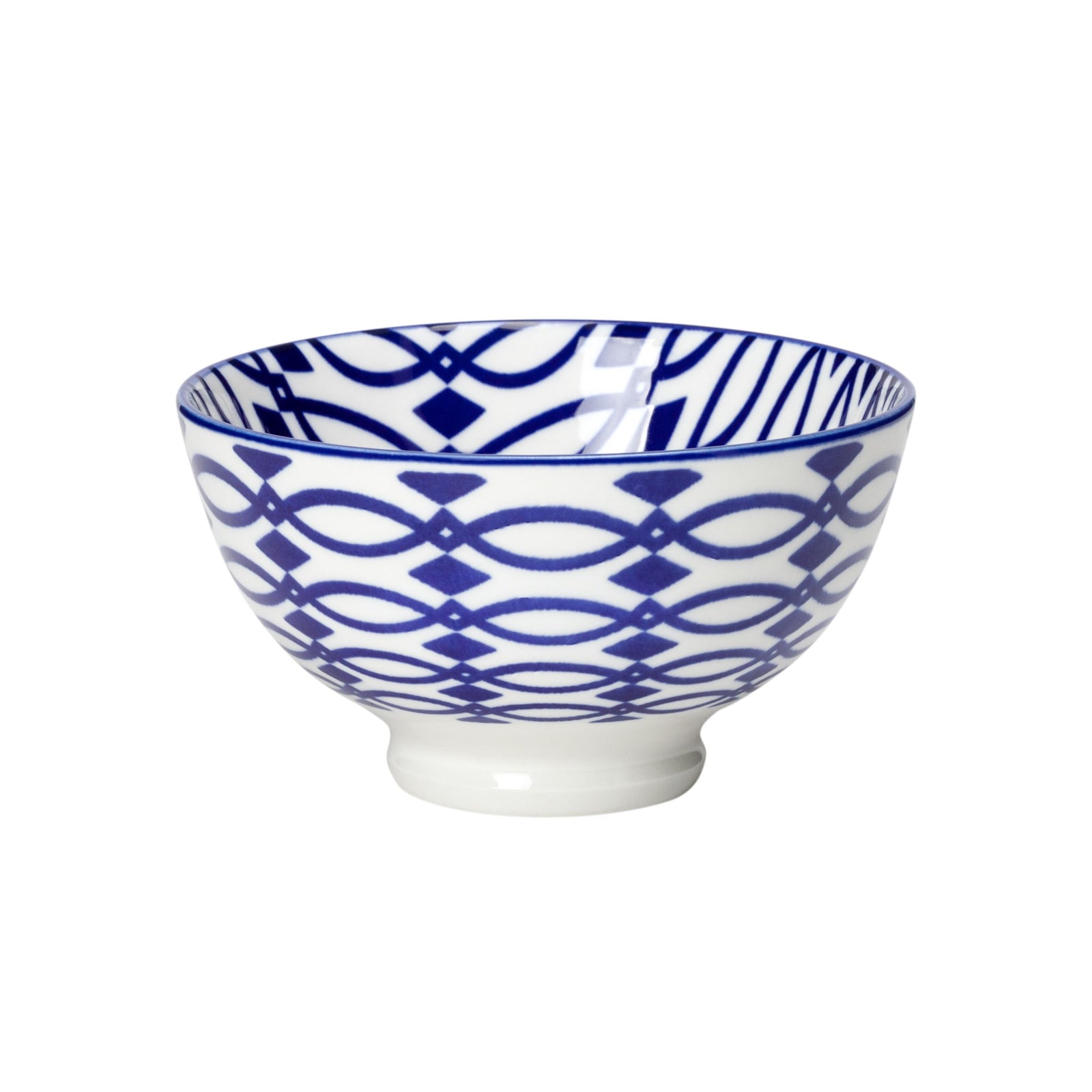 Torre & Tagus Kiri Porcelain 8oz Bowl - Blue Lattice
