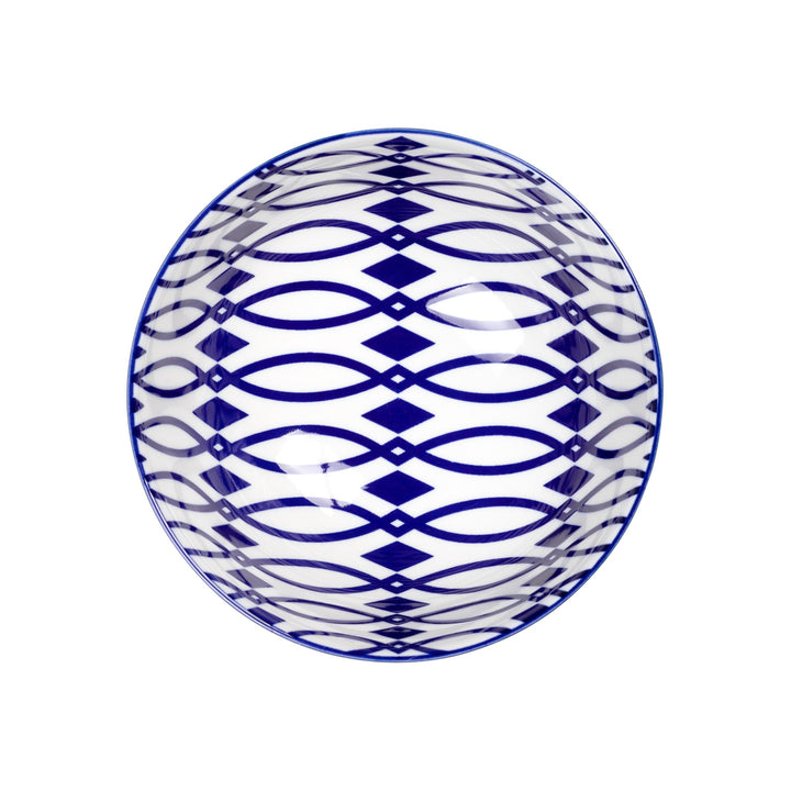 Torre & Tagus Kiri Porcelain 8oz Bowl - Blue Lattice