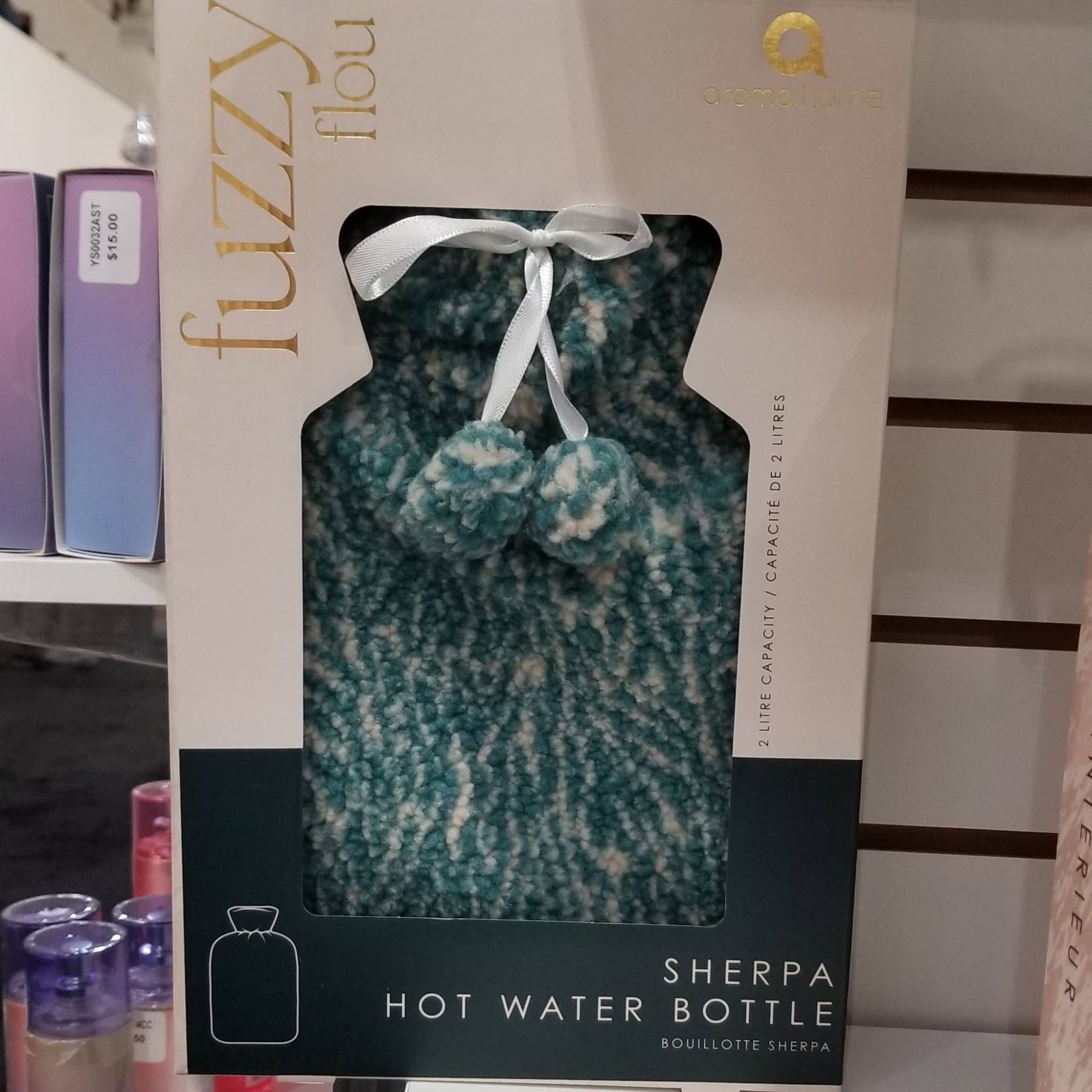 2L HOT WATER BOTTLE - GREEN SHERPA