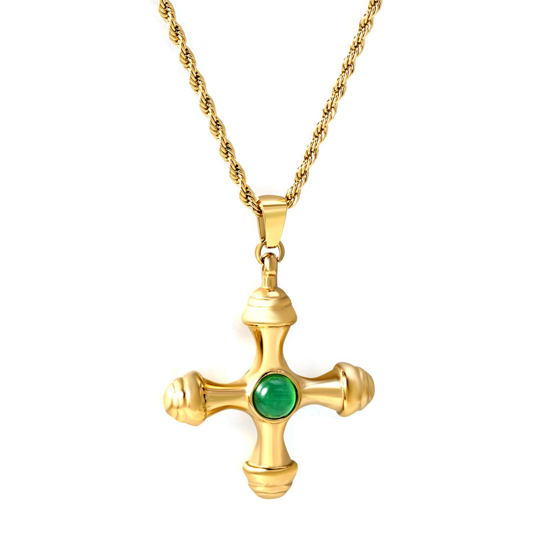 Cat's Eye Cross Pendant Necklace