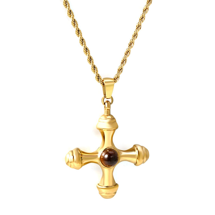 Cat's Eye Cross Charm Necklace