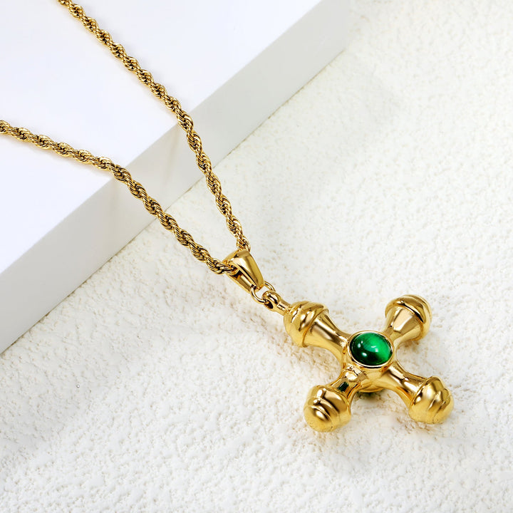 Cat's Eye Cross Pendant Necklace