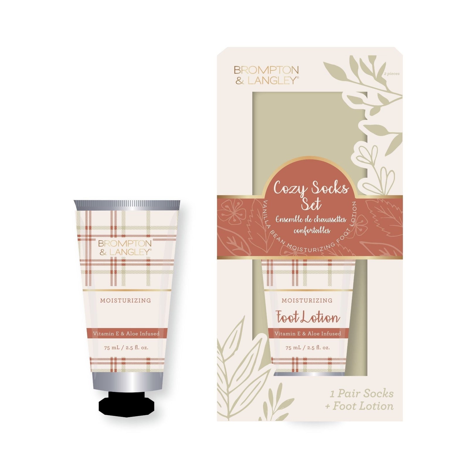 2 PC SOCK STRIPE VANILLA BEAN