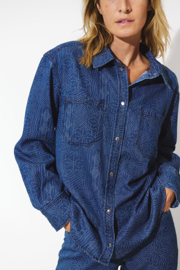 PART TWO TERESAPW SH - DENIM DOT PRINT