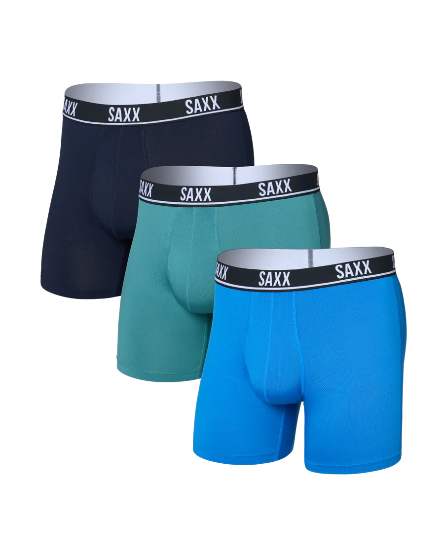 ESSENTIAL PERFORMANCE MESH BOXER BRIEF 6" 3PACK "BLUE/TEAL/MARITIME"