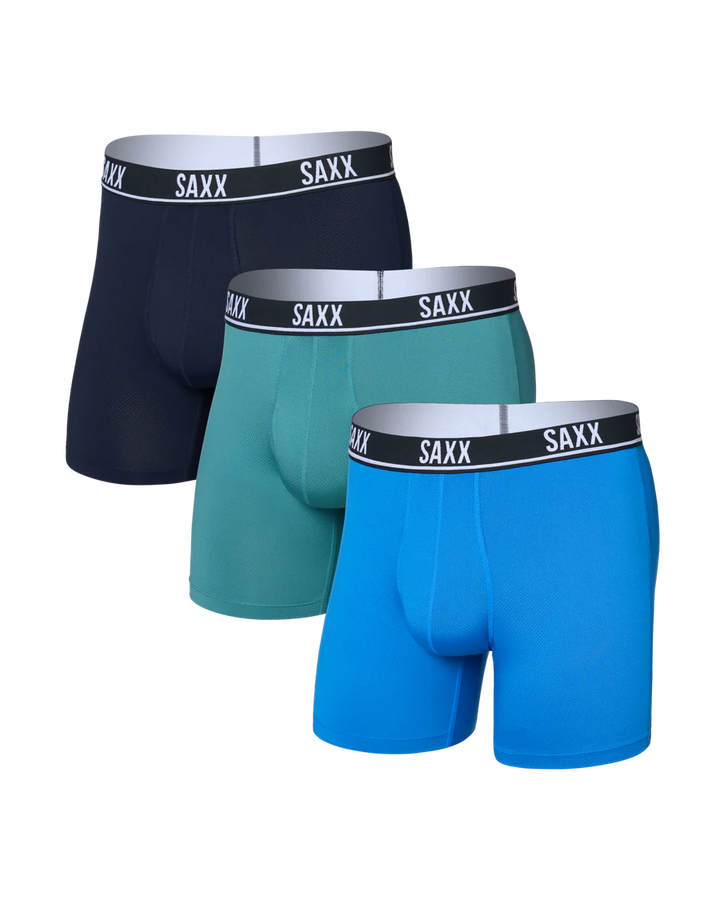 ESSENTIAL PERFORMANCE MESH BOXER BRIEF 6" 3PACK "BLUE/TEAL/MARITIME"