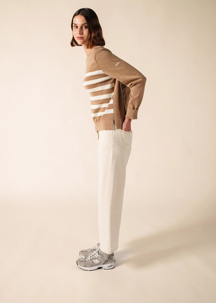 MARSEILLAN JUMPER "BEIGE FONCÉ/BLANC"