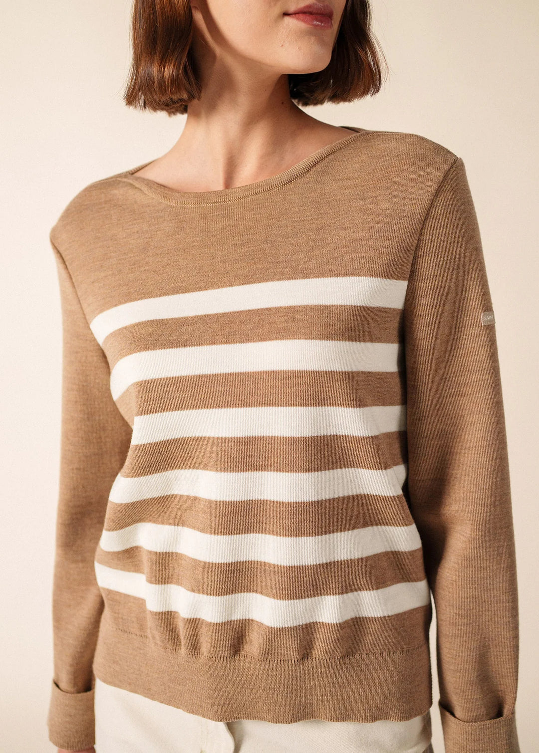 MARSEILLAN JUMPER "BEIGE FONCÉ/BLANC"