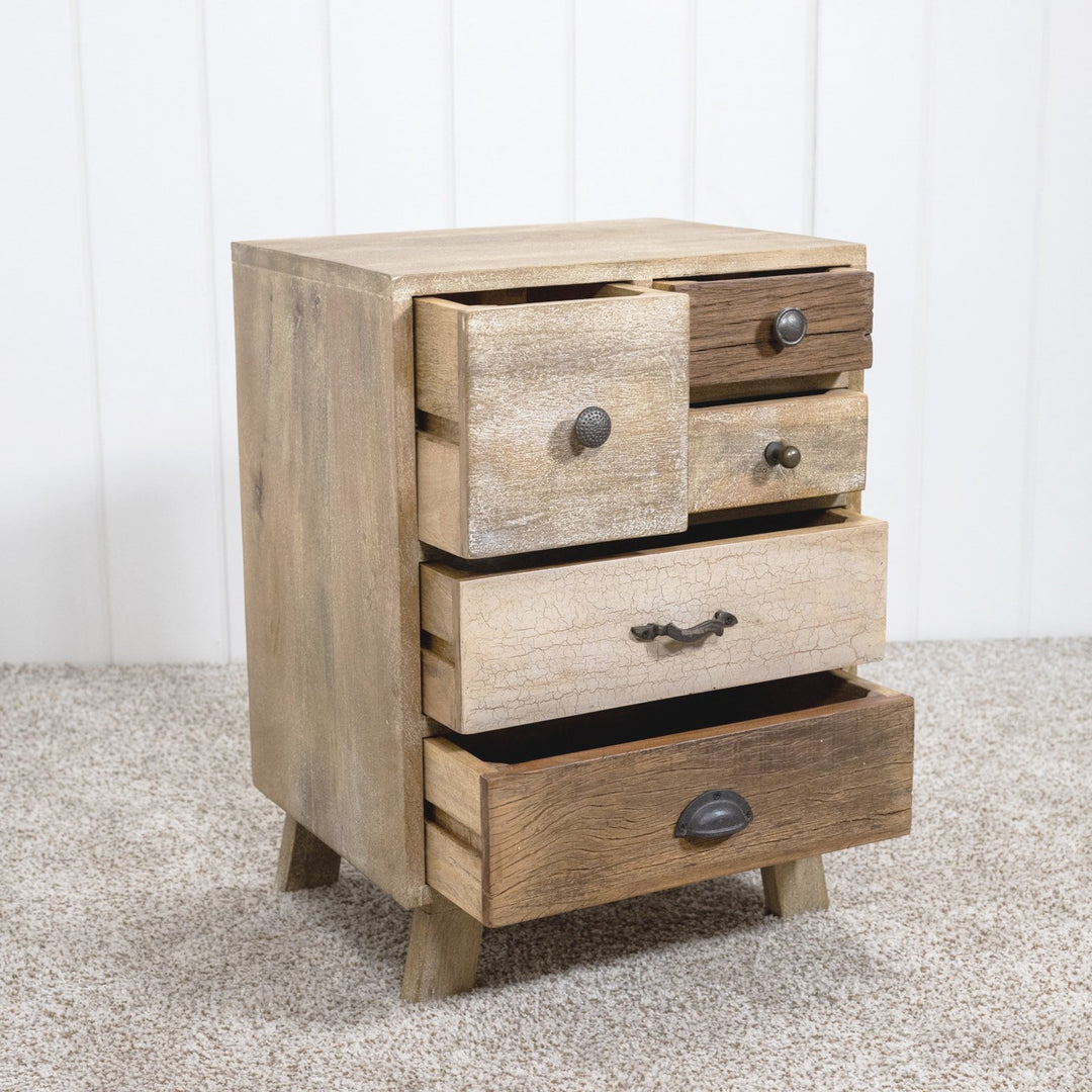 SELENGA SIDE TABLE 5 DRAWERS 18"X14"X25"H MULTI WOOD